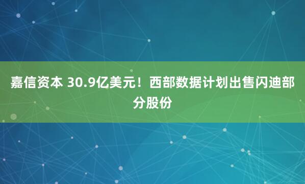 嘉信资本 30.9亿美元!西部数据计划出售闪迪部分股份